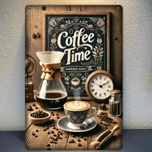 Vintage Coffee Time Metal Wall Art Print - Waterproof, Dustproof, 8x12 In Iron Artistic Decoration - Ideal for Home, Bar Decor - Unique Gift for Men, Women - Home Supplies Iron Wall Art