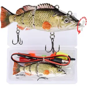 Robotic Swimming Lure 3.9” Electronic Lures USB Rechargeable LED Light 4 Segment Multi Jointed Swimbait Fishing Tackle for Bass Trout Pike