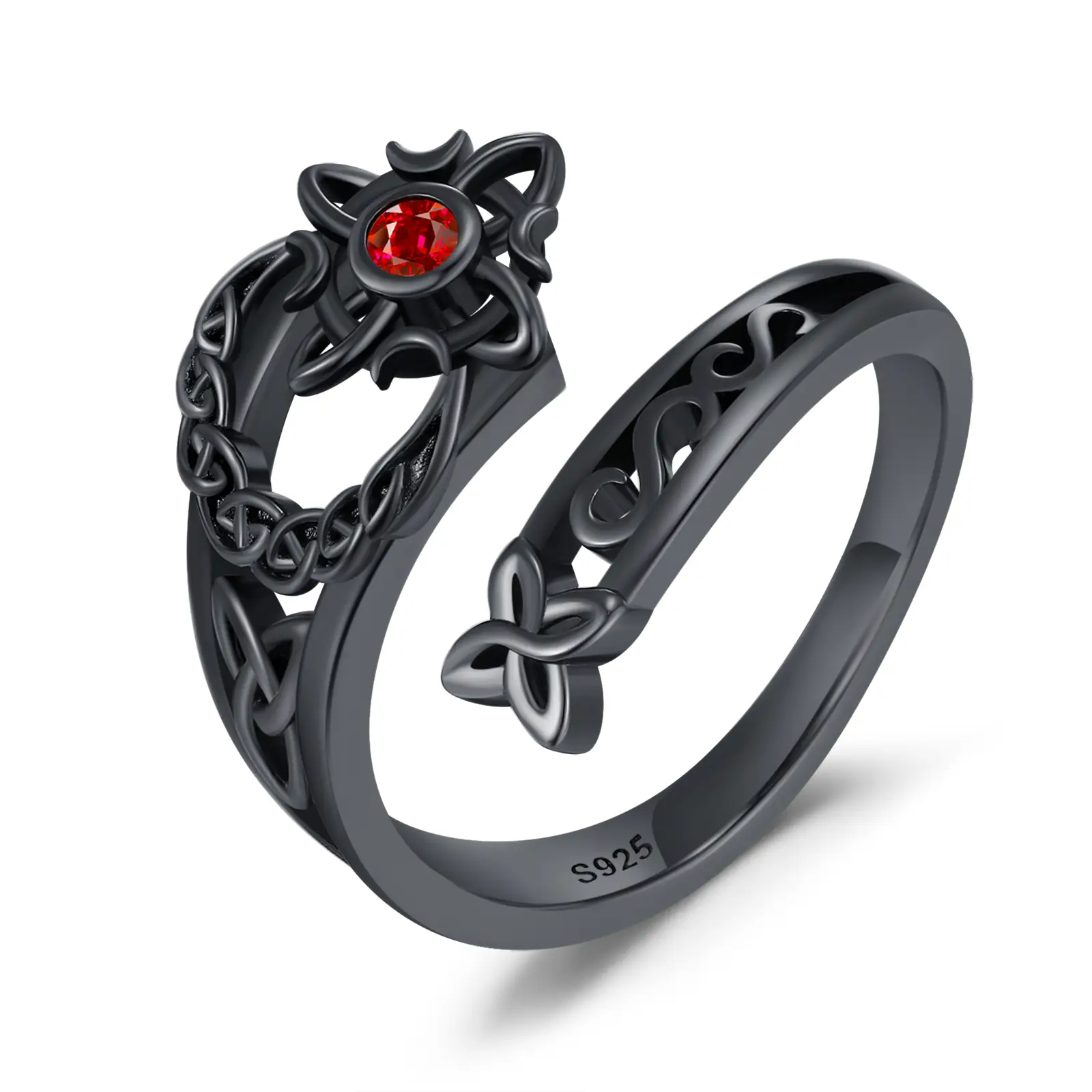 DRINSPER S925 Witches Knot Ring, Celtic Knot Protection Ring, Nudo de Bruja Plata 925 Sterling Silver Witchy Jewelry for Women