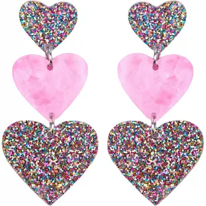 Heart Earrings Dangle Valentine's Day Earrings Heart Earrings Cute Love Dangling Heart Earrings for Women