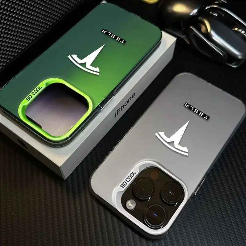 Fashion Sports Super Cool Car Tesla Logo Phone Case for IPhone  17 16 11 12 13 14 Pro 15 Pro Max Plus XS MAX Christmas Gift