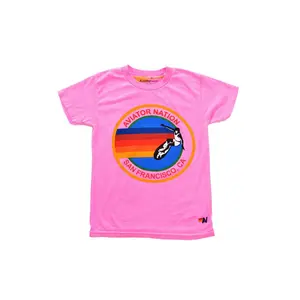 KIDS AVIATOR NATION SAN FRANCISCO CREW TEE - NEON PINK