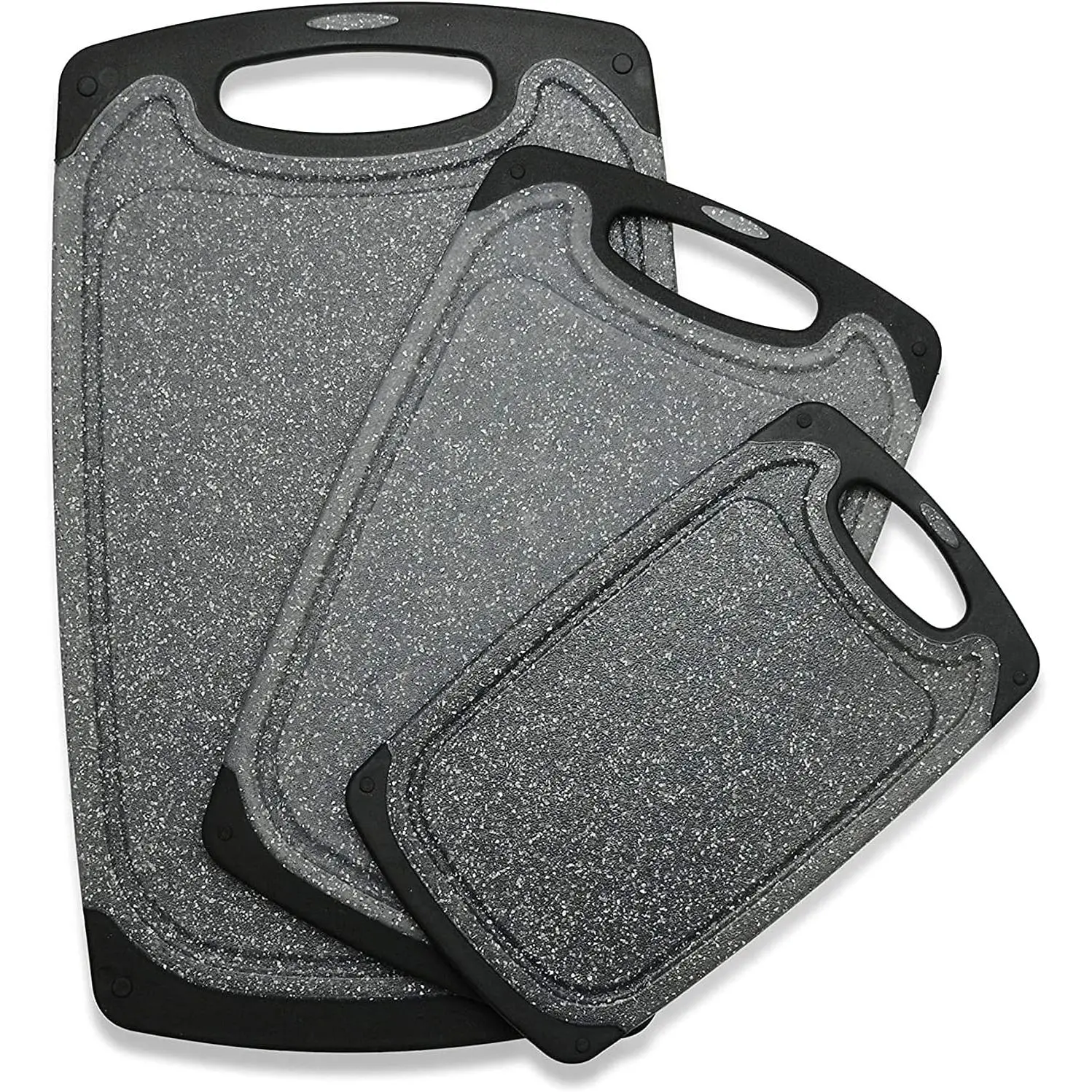Cutting Boards for Kitchen, Cutting Board Set of 3, Dishwasher Safe, Juice Groove, Easy Grip Handle, Rubber Cutting Board