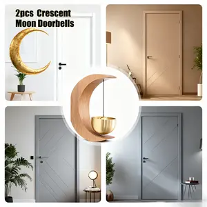 2pcs Crescent Moon Door Chimes – Must-Have Halloween & Christmas Decor, Decorative Metal Wind Bells with Door Alert Function | Festive Hanging Ornaments for Home & Door Decoration
