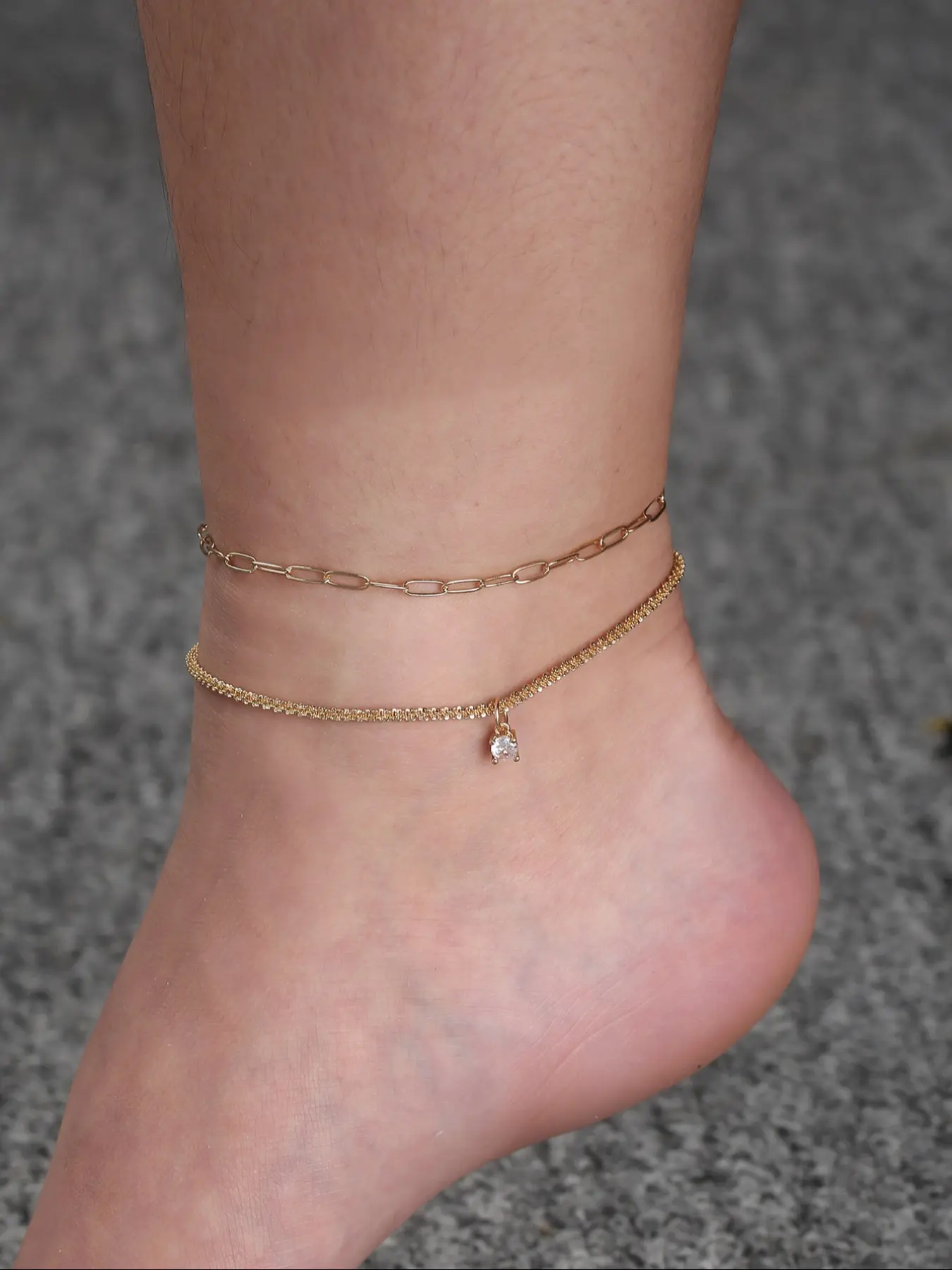 Elegant Women's Foot Chain Set, Sparkling Fairy Style, Faux Fur Design, 2 Pieces, Perfect for Daily Wear & Special Occasions