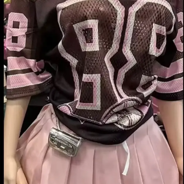 Cheerleader Skirt and Jersey Set in Pink with Bold Numbers for Sports Events and Team Spirit