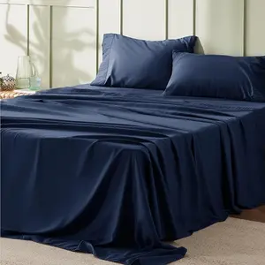 Bedsure 4 Pieces Bed Sheet Set 14 Inch Breathable & Cooling - Hotel Luxury - Easy Care Machine Washable Polyester Microfiber Bedding for Women, Men