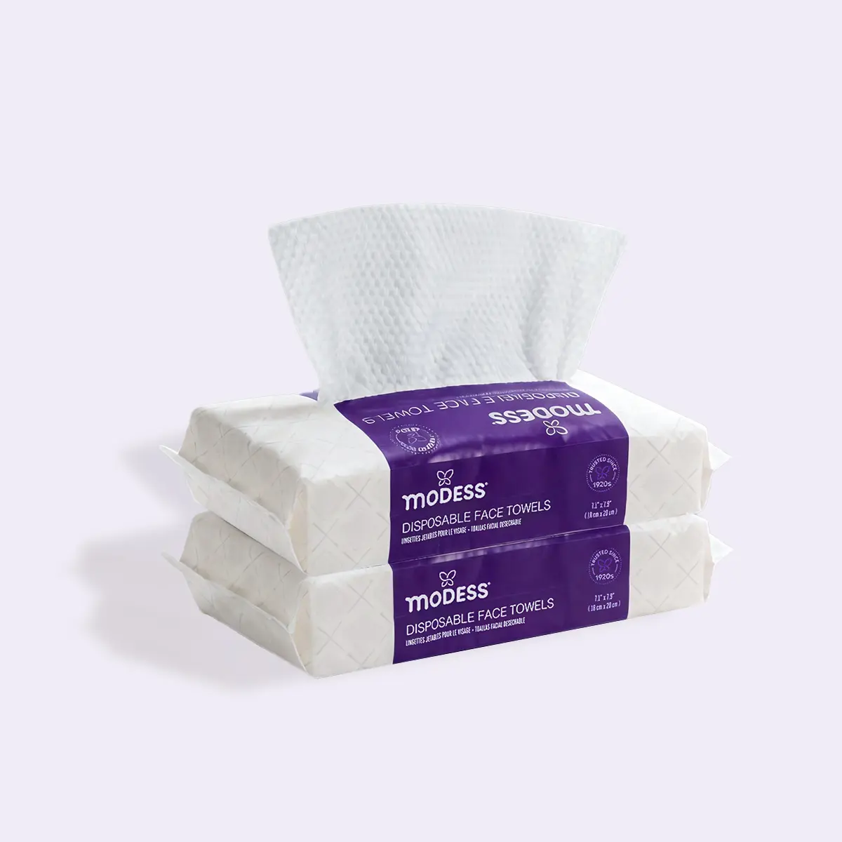 Modess Disposable Clean Face Towelettes, 60-Count Ultra-Soft Patterned Pearl-Embossed Double-Sided Cleansing Cloths, Unscented Lint-Free Quick-Drying Antimicrobial Skincare Tool for Gentle Exfoliation, Ideal for Hotel Guests