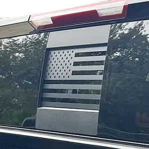 Rear Middle Window  Flag Decal for Chevy Silverado/ Sierra 2019-2022 2023 2024 2025  Center Sliding Window  Flag Vinyl Sticker Exterior Accessories(Matte Black)