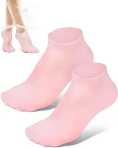 Silicone Moisturizing Socks for Women Dry Cracked Feet, Soft Gel Rubber Socks, Women Foot Care Spa Pedicure Silicone Socks for Cracked Heel and Softening Rough Skin, Calluses (1 Pair)