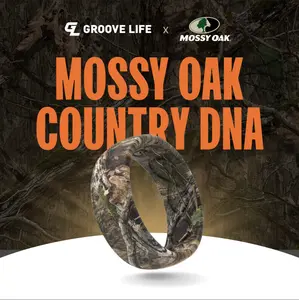 Groove Life Mossy Oak Country DNA Camo Silicone Ring – Comfortable Hunting Wedding Band for Men