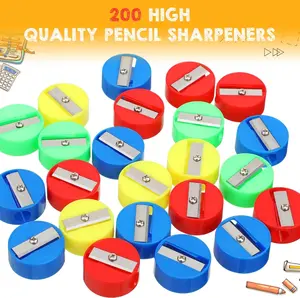 200 Pcs Pencil Sharpeners,Mini Round Manual Sharpeners,Multicolor Pocket Pencil Sharpener for Teenagers Adults Office School Supplies Goodie Bags and Gifts