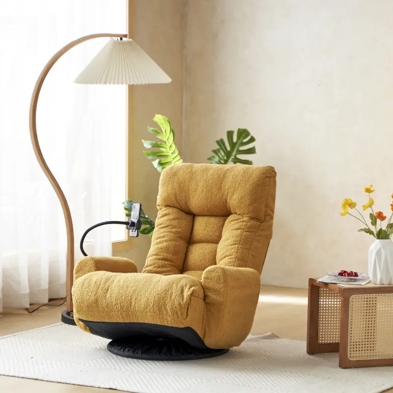 Bellemave Modern Indoor Rolling Swivel Recliner Chair - 360° Rotation, 43.30" Width, 31.10" Length, Multi-Angle Lounger, Ergonomic Backrest, Adjustable Head & Waist Support, Metal Frame, Phone Holder, Assembly Required, Living Room Furniture