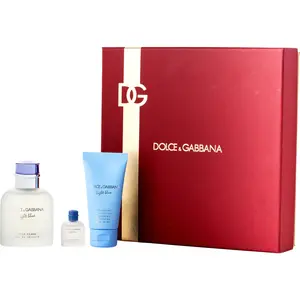 D & G Light Blue Set-Edt Spray 2.5 Oz & Shower Gel 1.6 Oz & Edt Spray 0.17 Oz Mini For Men