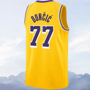 Luka Dončić Men's Sleeveless stitched Basketball Jersey Gold
