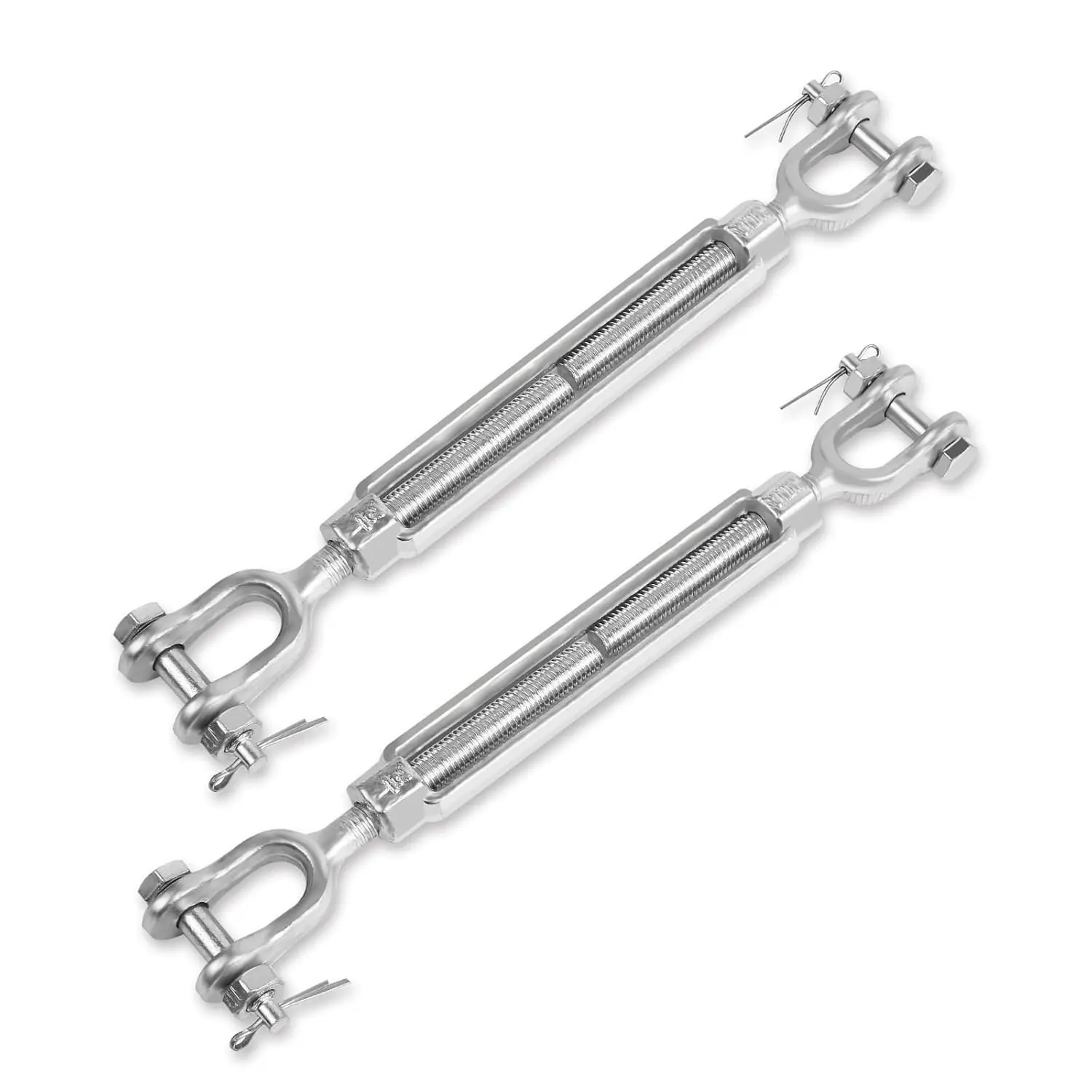 2-Pack Heavy Duty Jaw-and-Jaw Turnbuckle, 1/2*6 In Galvanized Steel, 2200 lbs Working Load Limit, Hot Dipped Weather Resistant for Tractor Wire Rope Tension, Sun Shade Tent