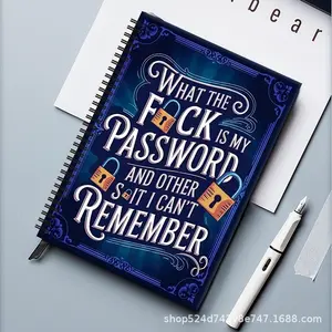 Fun Password Journal Notebook, Account Info Organizer, Privacy Protection Contact Book, Paper Products, 1 Unit Count, Spiral Notebook Journal