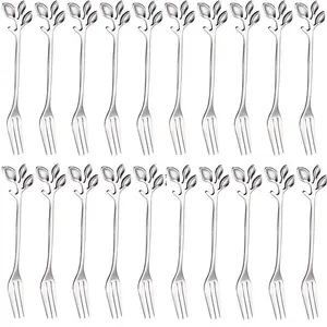 Stainless Steel Dessert Fork Set, 20 Pcs Creative Leaf Design Mini Fruit Forks, Appetizer Forks,  Salad Forks, Cake Fork, Utensils -Perfect for Cocktail Parties & Home Use