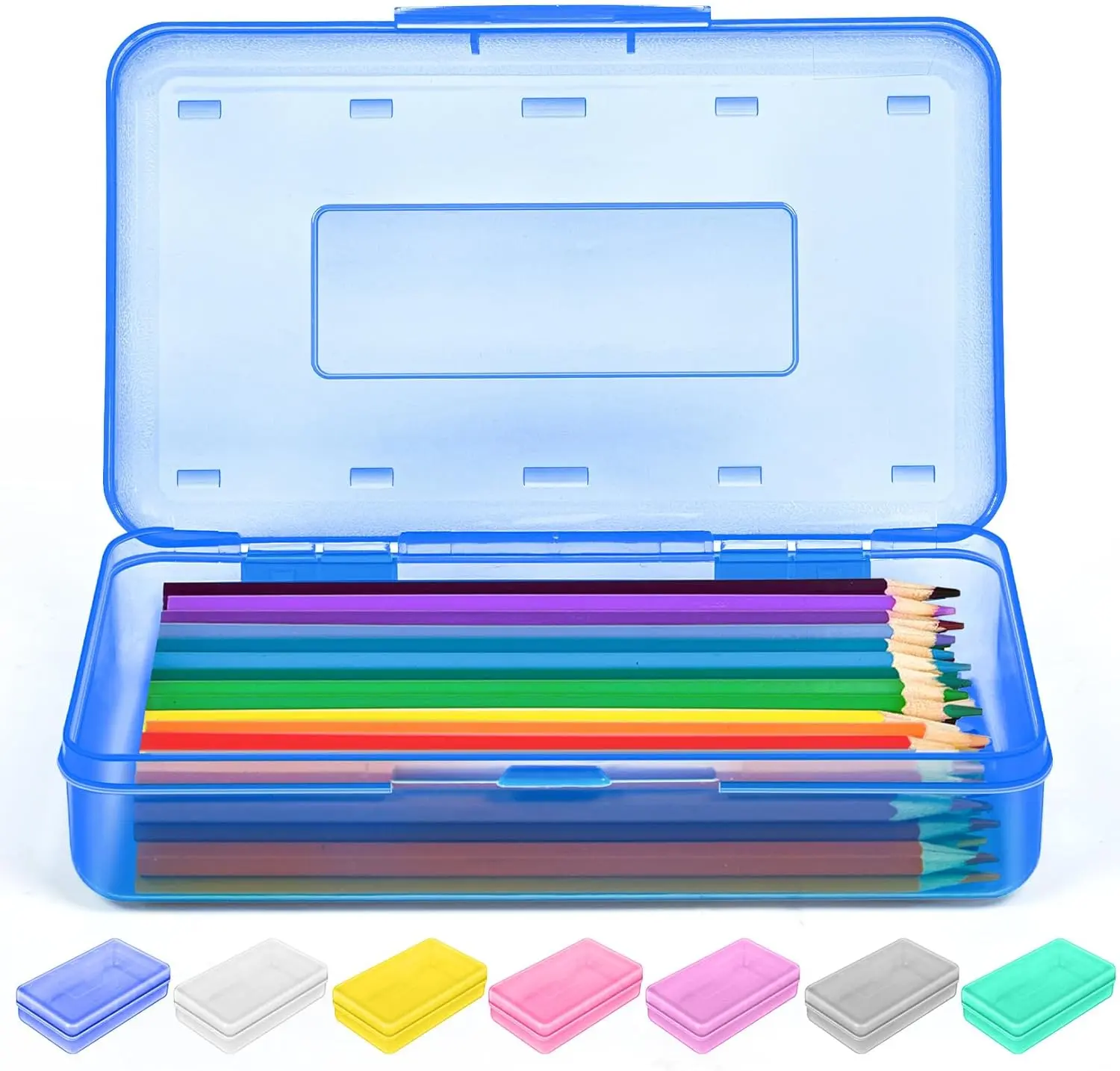 Pencil Box, Crayon Box Clear, Hard Pencil Case, Plastic Large Pencil Box, Colored Marker Sticker Box, School Box for Boys Girls Adult, Teacher Supplies for Classroom, Homeschool School Supplies