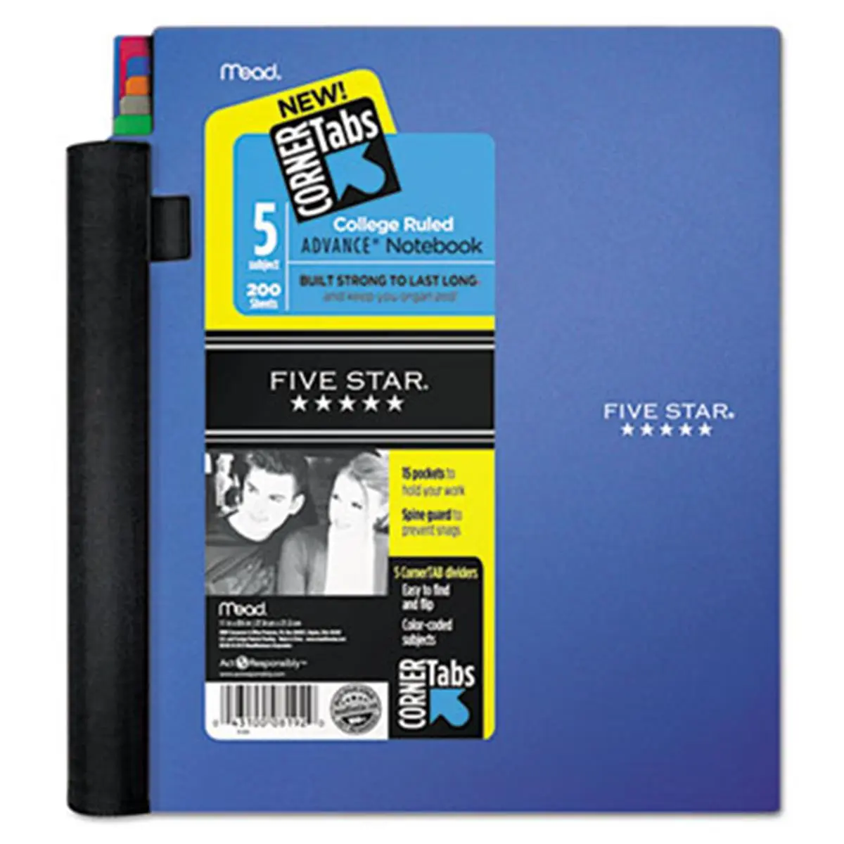Mead Products 06326 5-Subject Advance Wirebound Notebook - 12 Month, 9.5 x 7.5 in, Leather-Like Vinyl, College Rule, 200 Sheets, Removable Tab (Computers & Office Stationery Supplies), Wire Bound Notepad, Things To Do, Notebook Journal
