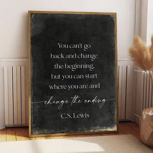 1pc C.S. Lewis Inspirational Quote Poster - Minimalist Literary Wall Decor with "You Can't Go Back" Quote, HD Canvas Print for Home, Office, Bathroom - No Frame- Gift for Book Lovers & Christians, Book Decor, Home Decoration,