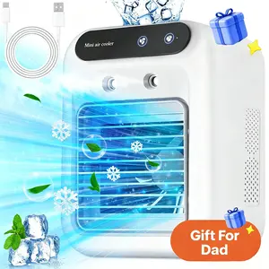 【FathersDayGift】 2026 NEW Portable Air Cooler,3-in-1 Cooling Fan with 2 Mist Speeds – Personal Evaporative Cooler for Bedroom, Office & Camping, 1800mAh Battery & 500ml Tank Portable Air Conditioner