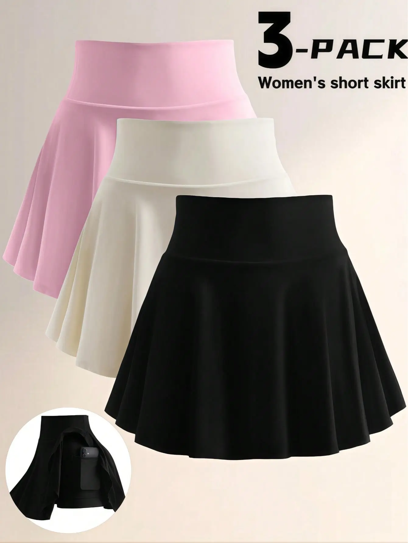 3 Pack Women High Waisted Pleated Tennis Skorts with Pockets Athletic Golf Skirts with Built in Shorts Tummy Control Workout Activewear Moisture Wicking Running Mini Skater Skirt for Pickleball Gym Casual OOTD Lightweight Breathable