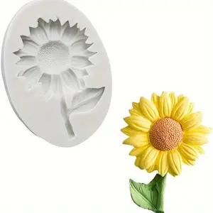 Sunflower Shaped Cake Fondant Mold, 1 Count Silicone Mold for Home DIY Chocolate Candy Sugar Craft, Gum Paste Mold for Cake Cupcake Decorating