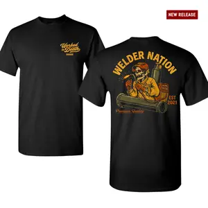Welder Nation Welding T-Shirt, Skull Welder Pipe Fabrication Graphic Tee, Welding Shop Blue Collar Welder Shirt, Metal Fabricator Tradesman Tee
