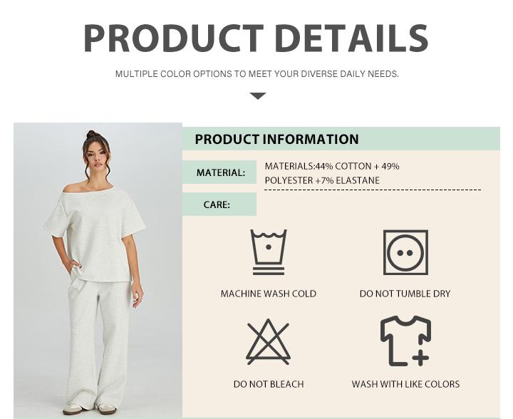 KatchMe Women's Simple Style Solid Color Sloping Shoulder Short Sleeve Top & Drawstring Waist Wide Leg Trousers Co-ord Set & Separates, Minimalist Womenswear