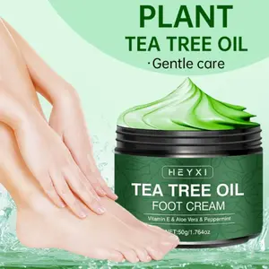 Tea Tree Oil Foot Cream, Foot Care Cream with Vitamin E, Aloe Vera and Peppermint 50g Foot Care Product - Enriched with moisturizing ingredients, tea tree oil and phytosterols - for all skin types, cracked heels and rough feet