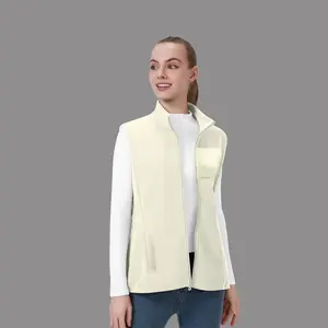 Cimmuovere Apricot Fleece Vest for Women Waterproof Unlined Flannel Fabric Sleeveless Scrubs Set with Zipper & Chest Pocket Regular Fit Healthcare Professionals Casual Wear