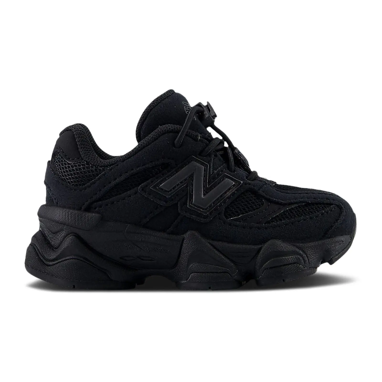 NEW BALANCE IV9060BB 9060 Unisex Toddler Triple Black Suede Round Toe Chunky Trainers - 100% Authentic, Original Kid New Shoes, Comfortable Everyday Casual Footwear, Kids Sizes, New Shoes Original Kid Platform Low Top