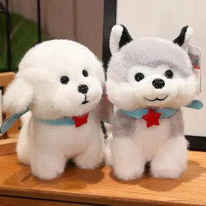 Kawaii Mini Sitting Puppy Plush Toys Soft Fluffy Cartoon Poodle Husky Pendants Cute Keychain Bags/Car/Desk Decor Nice Gift