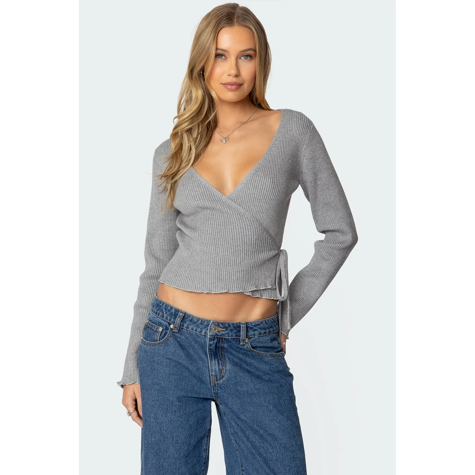 Paden Ribbed Knit Wrap Top