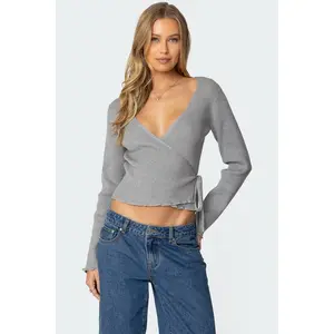 Paden Ribbed Knit Wrap Top