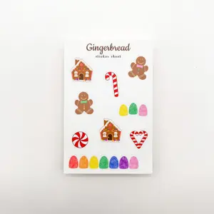 Gingerbread Sticker Sheet for Journal Planner Decoration High-Quality Christmas Themed Stickers