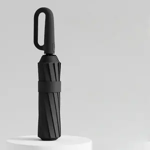 Automatic Folding Umbrella with Ring Clip, Portable Rain Umbrella for Men and Women, Windproof Waterproof Sunscreen Umbrella