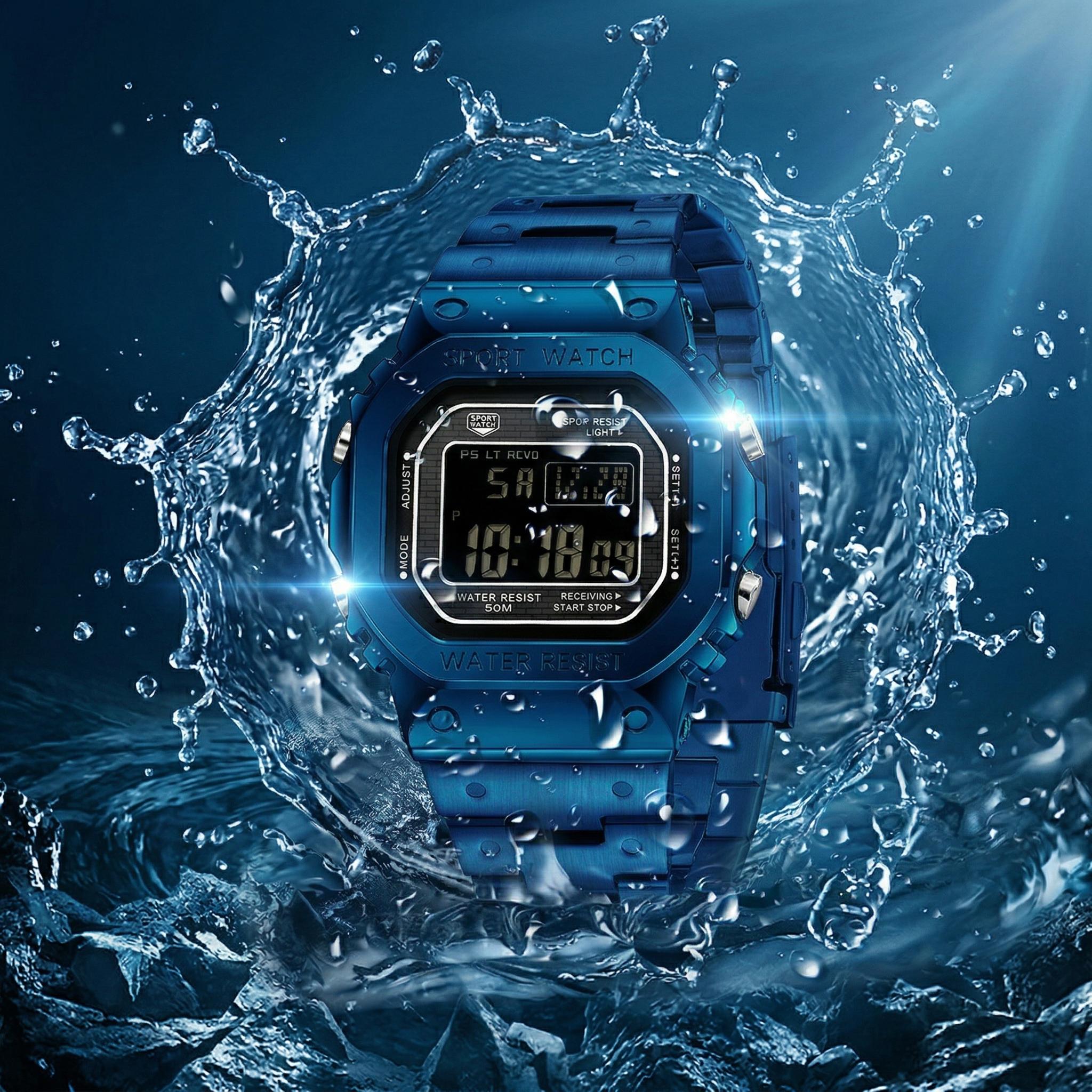 【SpringStatements】Men's classic square Small Square creative dual-movemen watch, luxurious triple-time design,water resistance, luminous dial, Exuding a minimalistaesthetic, it is elegant, durable sporty watches