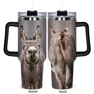 Donkey Pattern 40oz Tumbler with Lid, Stainless Steel Water Bottle, Insulated and Durable, Gift for Any Occasion, Birthdays, Holidays, Drinkware