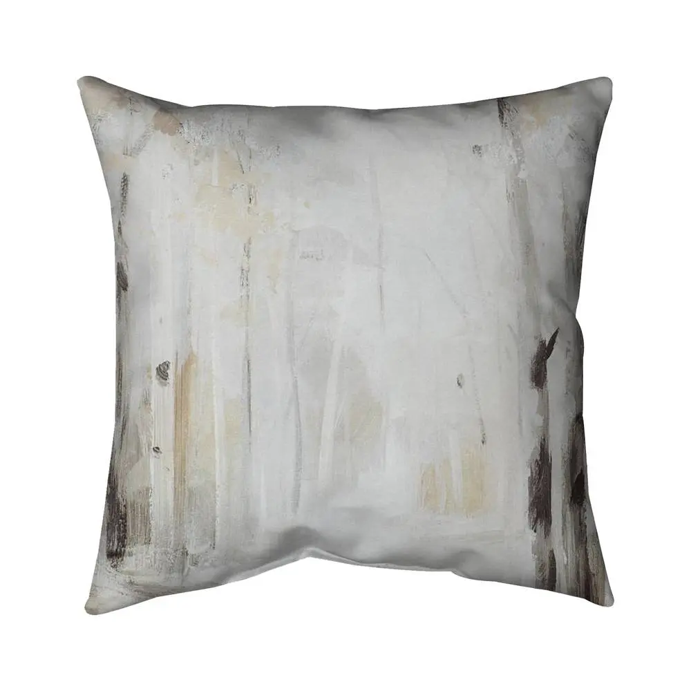 20x20" Beige UV-Resistant Polyester Winter Forest Scene Throw Pillow with 360 Stand, Indoor/Outdoor Home Decor Cushion for Home & Office, Model 5542-2020-LA17, Durable Cushions