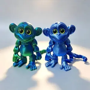 3D Printed Large Eye Monkey Statue, Desktop Decorative Ornament, Vibrant Colors, Party Gift, Animal Sculpture, Unique Home Decoration