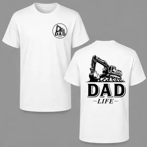 Dad Life Construction Graphic Tee, Heavy Equipment Operator T-Shirt For Men – Funny Blue Collar Dad Workwear Shirt, Casual Cotton Crew Neck Tee