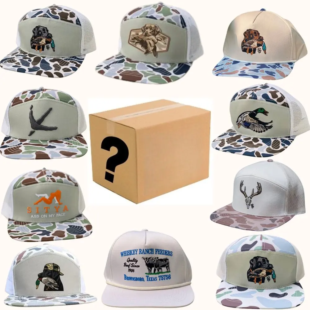 [BEST 2026]One Hat Sent Black Lab, Buck Skull, Turkey Track, Sityass on my face, The Bedded Buck Mallard Duck Old School Camo Brakish and White 7 Panel Richardson Snapback Hat