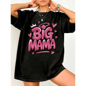 Plus Size, Plus SizeBig Mama, MomBlack oversized Tshirt, casual shortsleeve crew neck top, machinewashable crew neck plus size black tee