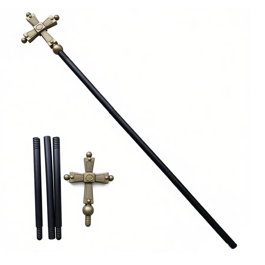 45-in Detachable Cross Ball Scepter, PVC Cruciform Staff, Halloween Costume Cosplay Prop for Festive & Party Supplies