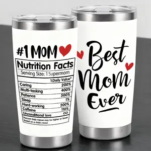 Best Mom Ever Humor Design 20oz Wine Tumbler with Lid, Stainless Steel Travel Mug, Double Wall Insulated Coffee Cup for Cold&Hot Drinks, Drinkware, Reusable Spill-Proof Design, Perfect Gift for Family and Friends