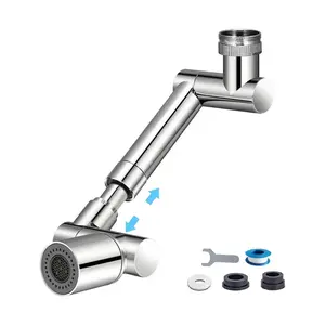Retractable Universal 1440° Swivel Robotic Arm Faucet Aerator Kitchen Sink Extender 2 Water Flow Modes Durable Multi Purpose Alloy Electroplated