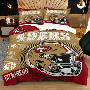 NO COMFORTER Multiple Size 3Pcs 49ers Football Duvet Cover Set,100% Microfiber,Breathable Durable,All Season Use,Bedroom Aesthetic,San Francisco Team Sports Bedding