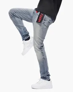 Men's Skinny Stretch Jeans | Anom 360 Slim Fit Denim | Blue Wash | Sizes 28-42